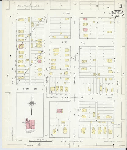 Sanborn Fire Insurance Map from Devils Lake, Ramsey County, North Dakota (1914), Sheet #0003 - Complete Map Set gallery image, historic Sanborn map, vintage wall art, North Dakota North Dakota