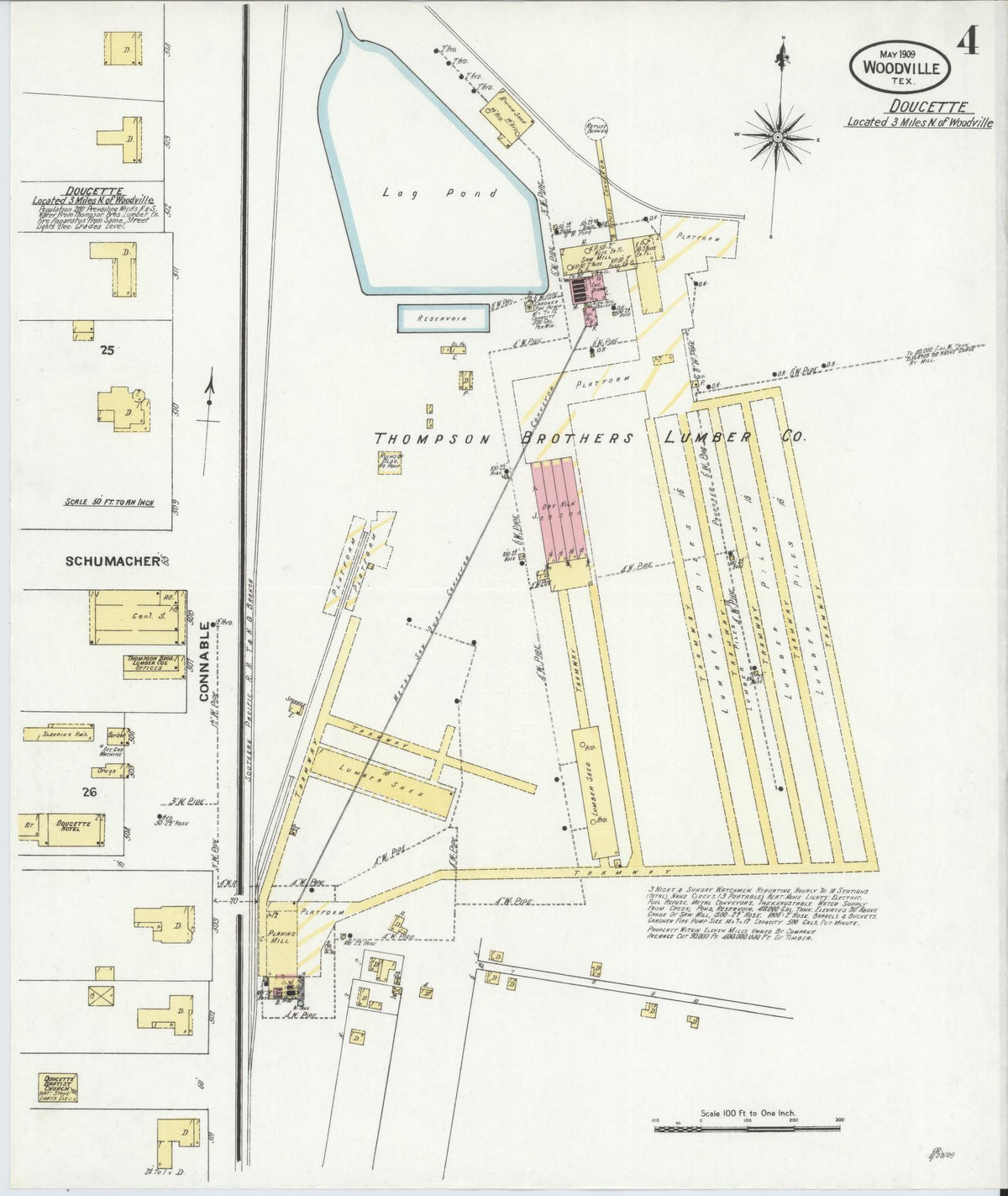 Sanborn Fire Insurance Map from Wolfe City, Hunt County, Texas (1909), Sheet #0004 - Historic Sanborn Fire Insurance Map Print, vintage old map wall art, antique decor, genealogy gift, Texas Texas map