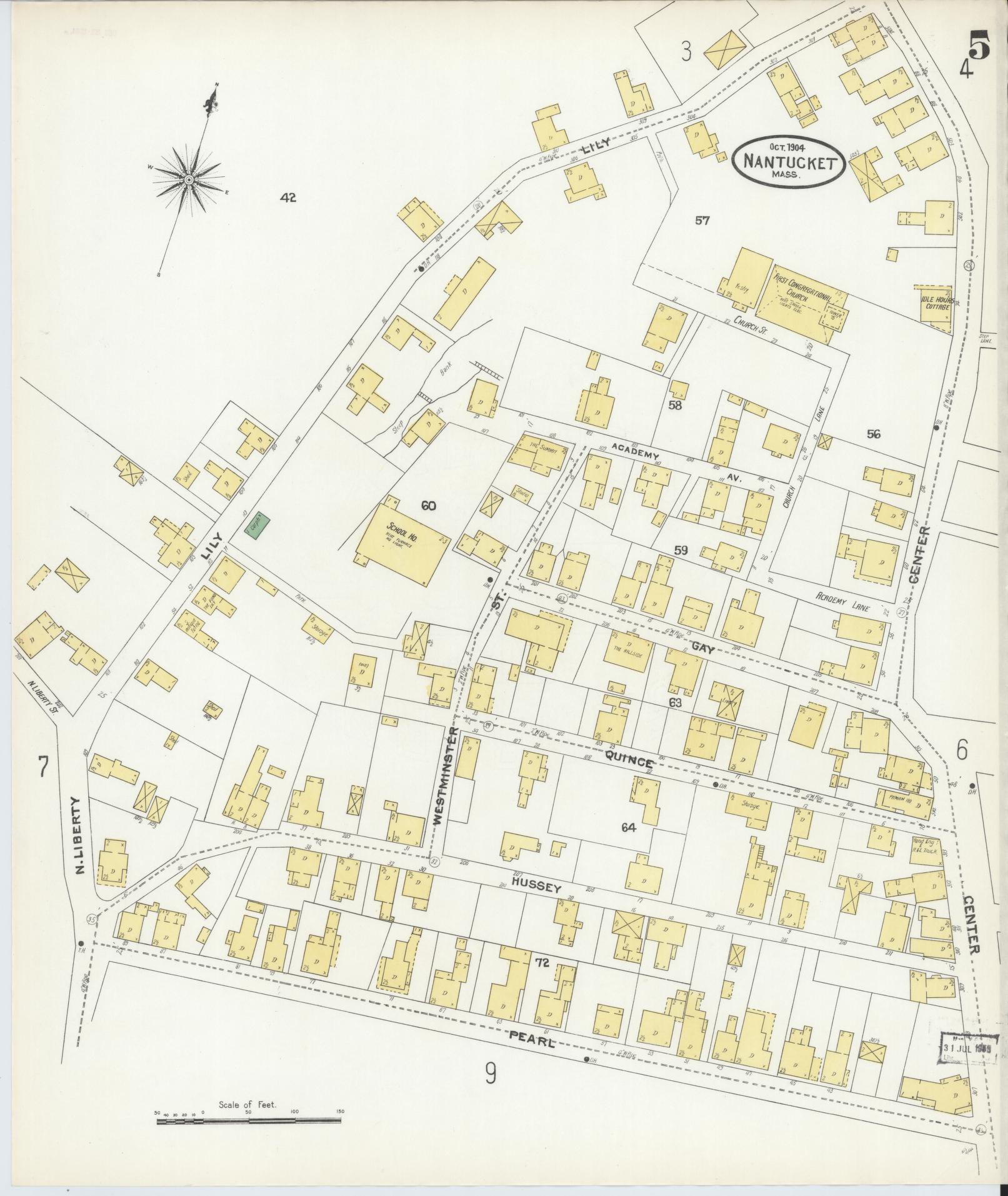 Sanborn Fire Insurance Map from Nantucket, Nantucket County, Massachusetts (1904), Sheet #0005 - Complete Map Set gallery image, historic Sanborn map, vintage wall art, Massachusetts Massachusetts