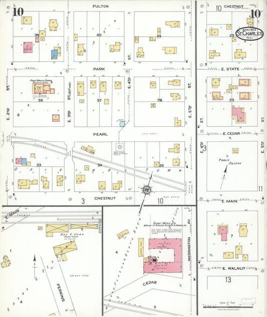 Sanborn Fire Insurance Map from Saint Charles, Kane County, Illinois (1923), Sheet #0010 - Historic Sanborn Fire Insurance Map Print, vintage old map wall art, antique decor, genealogy gift, Illinois Illinois map