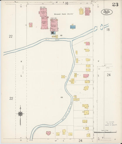 Sanborn Fire Insurance Map from Logan, Cache County, Utah (1911), Sheet #0023 - Complete Map Set gallery image, historic Sanborn map, vintage wall art, Utah Utah