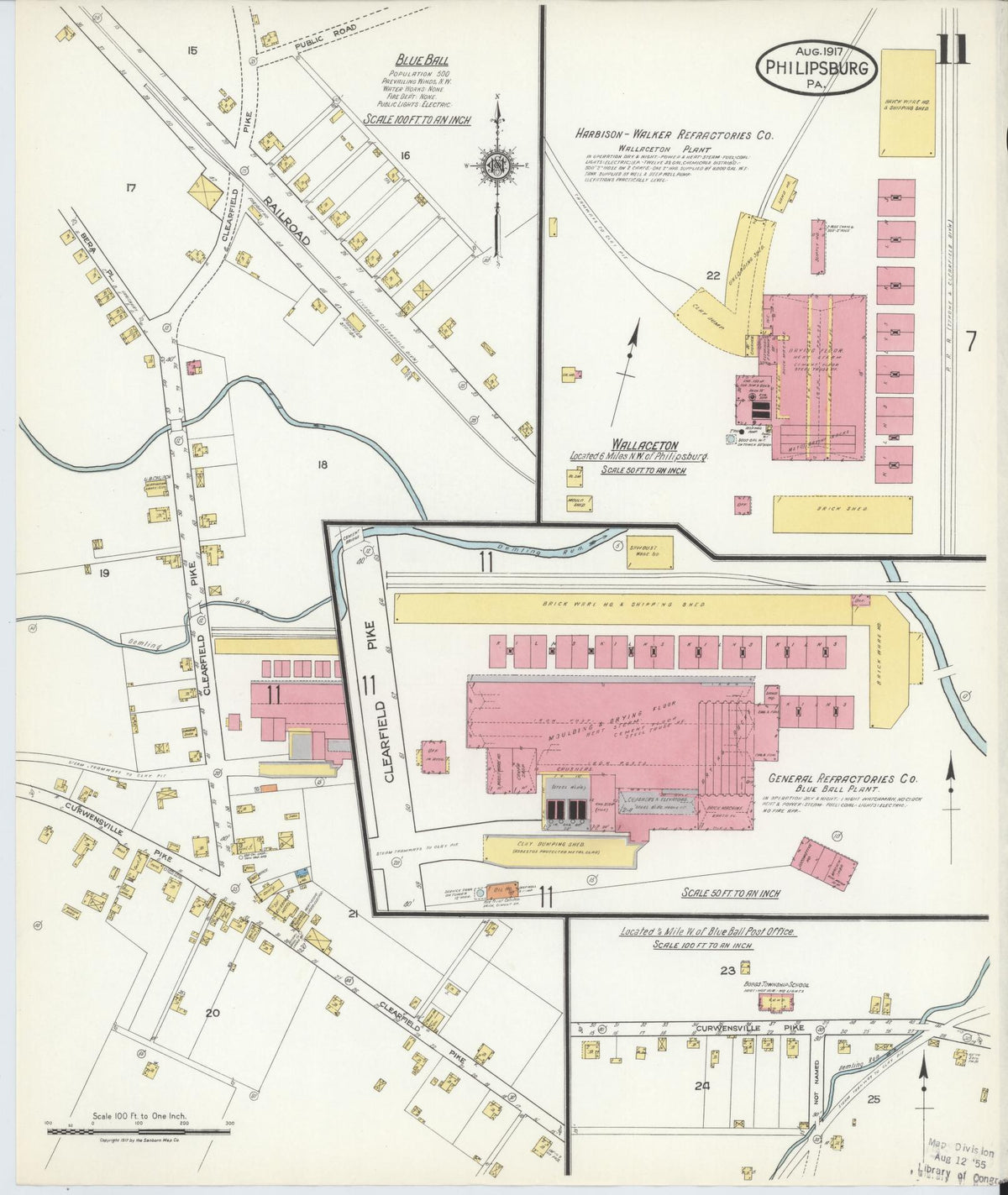 Sanborn Fire Insurance Map from Philipsburg, Centre County, Pennsylvania (1917), Sheet #0011 - Historic Sanborn Fire Insurance Map Print, vintage old map wall art, antique decor, genealogy gift, Pennsylvania Pennsylvania map