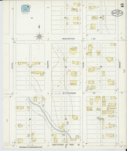 Sanborn Fire Insurance Map from Bayfield, Bayfield County, Wisconsin (1898), Sheet #0002 - Historic Sanborn Fire Insurance Map Print, vintage old map wall art, antique decor, genealogy gift, Wisconsin Wisconsin map