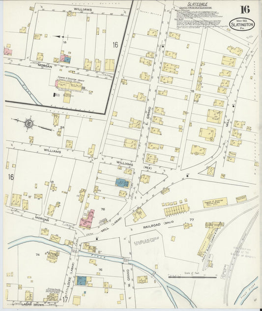 Sanborn Fire Insurance Map from Slatington, Lehigh County, Pennsylvania (1913), Sheet #0016 - Historic Sanborn Fire Insurance Map Print, vintage old map wall art, antique decor, genealogy gift, Pennsylvania Pennsylvania map