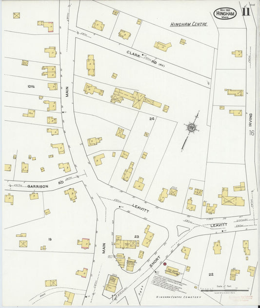 Sanborn Fire Insurance Map from Hingham, Plymouth County, Massachusetts (1921), Sheet #0011 - Historic Sanborn Fire Insurance Map Print, vintage old map wall art, antique decor, genealogy gift, Massachusetts Massachusetts map
