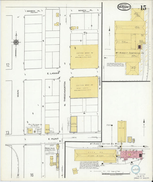 Sanborn Fire Insurance Map from McKinney, Collin County, Texas (1920), Sheet #0015 - Historic Sanborn Fire Insurance Map Print, vintage old map wall art, antique decor, genealogy gift, Texas Texas map