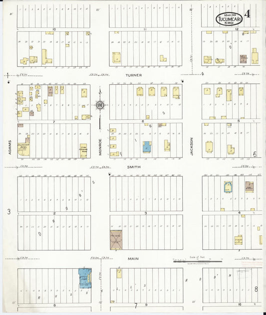 Sanborn Fire Insurance Map from Tucumcari, Quay County, New Mexico (1919), Sheet #0004 - Historic Sanborn Fire Insurance Map Print, vintage old map wall art, antique decor, genealogy gift, New Mexico New Mexico map