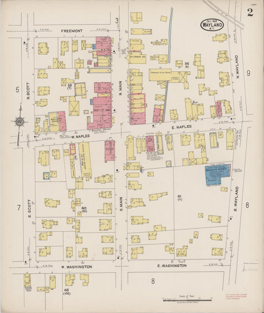 Sanborn Fire Insurance Map from Wayland, Steuben County, New York (1922), Sheet #0002 - Historic Sanborn Fire Insurance Map Print, vintage old map wall art, antique decor, genealogy gift, New York New York map