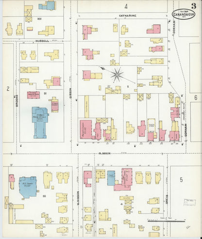 Sanborn Fire Insurance Map from Canandaigua, Ontario County, New York (1904), Sheet #0003 - Historic Sanborn Fire Insurance Map Print, vintage old map wall art, antique decor, genealogy gift, New York New York map