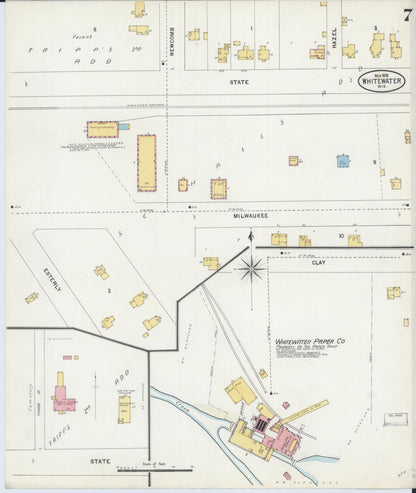 Sanborn Fire Insurance Map from Whitewater, Walworth County, Wisconsin (1898), Sheet #0007 - Complete Map Set gallery image, historic Sanborn map, vintage wall art, Wisconsin Wisconsin