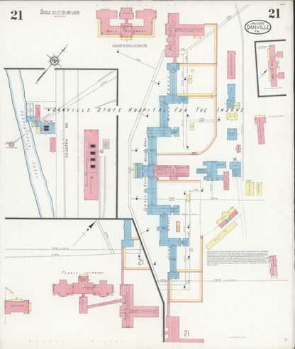Sanborn Fire Insurance Map from Danville, Montour County, Pennsylvania (1930), Sheet #0021 - Complete Map Set gallery image, historic Sanborn map, vintage wall art, Pennsylvania Pennsylvania