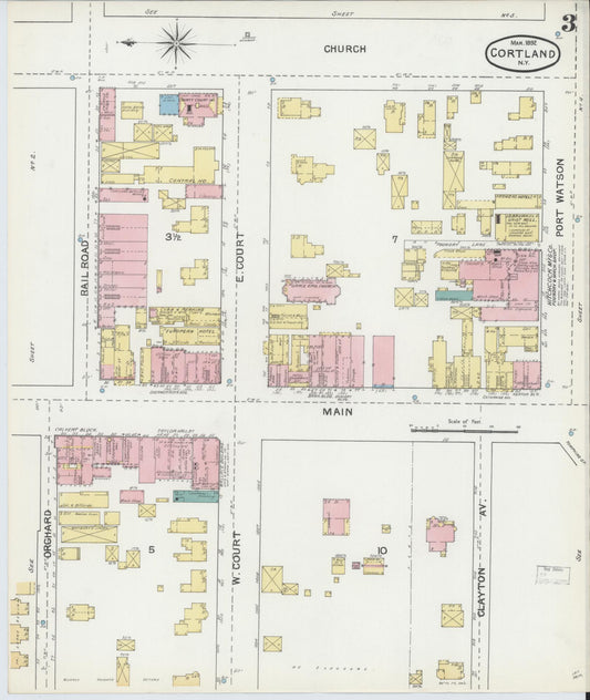 Sanborn Fire Insurance Map from Cortland, Cortland County, New York (1892), Sheet #0003 - Historic Sanborn Fire Insurance Map Print, vintage old map wall art, antique decor, genealogy gift, New York New York map
