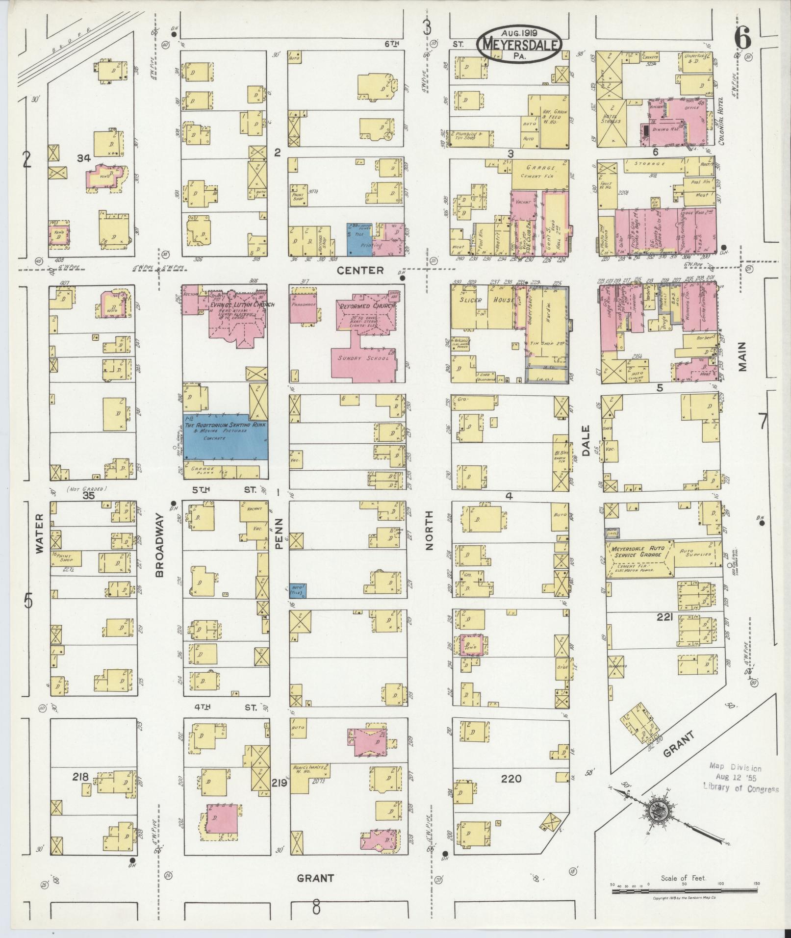 Sanborn Fire Insurance Map from Meyersdale, Somerset County, Pennsylvania (1919), Sheet #0006 - Complete Map Set gallery image, historic Sanborn map, vintage wall art, Pennsylvania Pennsylvania