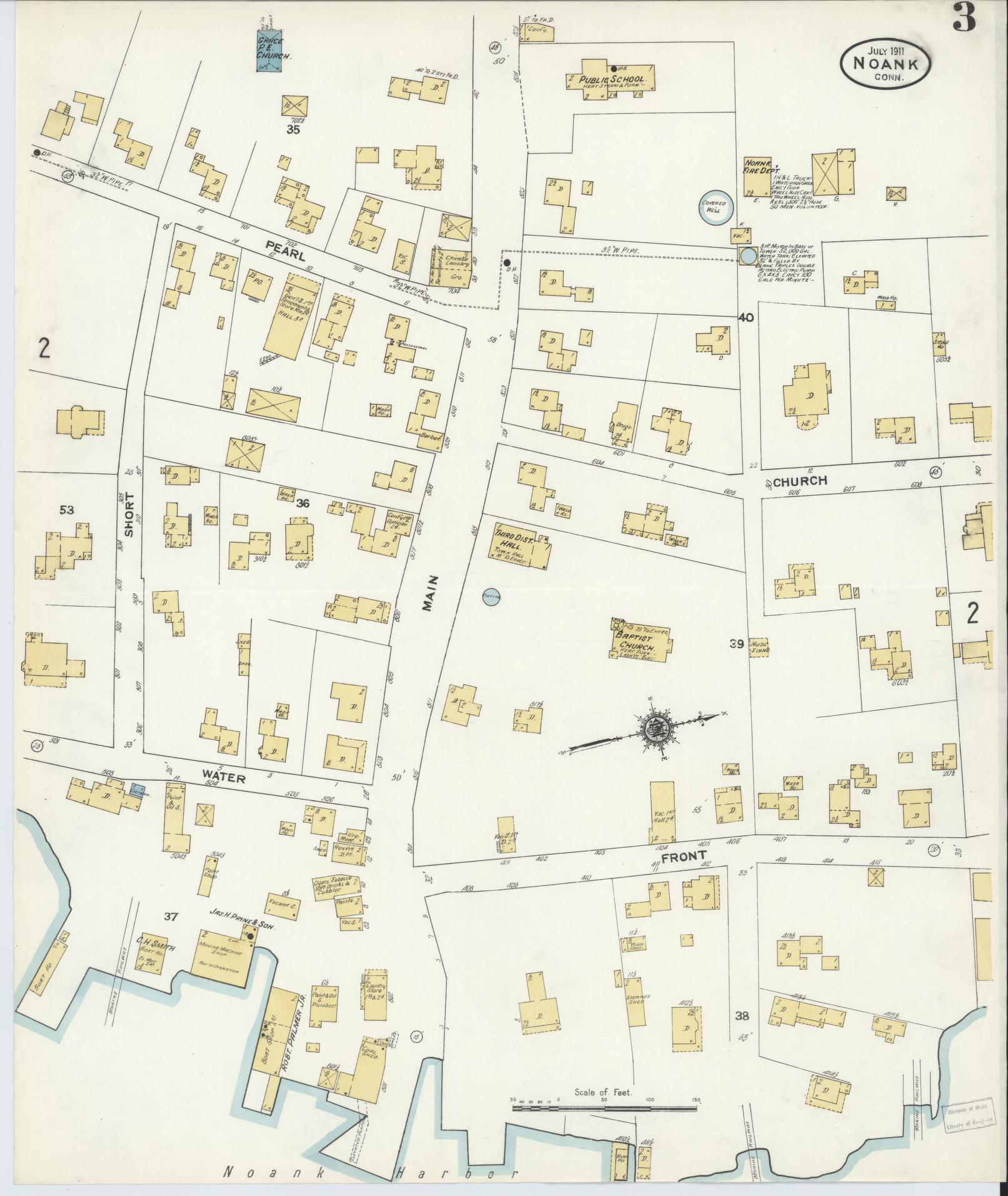 Sanborn Fire Insurance Map from Noank, New London County, Connecticut (1911), Sheet #0003 - Complete Map Set gallery image, historic Sanborn map, vintage wall art, Connecticut Connecticut