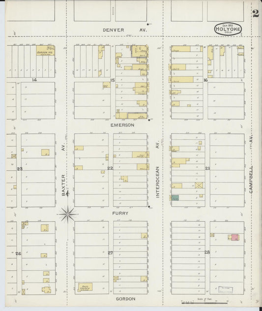 Sanborn Fire Insurance Map from Holyoke, Phillips County, Colorado (1893), Sheet #0002 - Historic Sanborn Fire Insurance Map Print, vintage old map wall art, antique decor, genealogy gift, Colorado Colorado map
