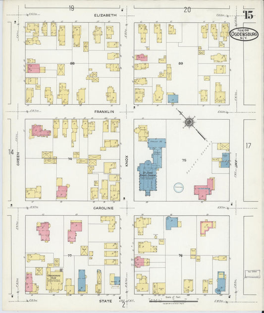 Sanborn Fire Insurance Map from Ogdensburg, St. Lawrence County, New York (1918), Sheet #0015 - Historic Sanborn Fire Insurance Map Print, vintage old map wall art, antique decor, genealogy gift, New York New York map