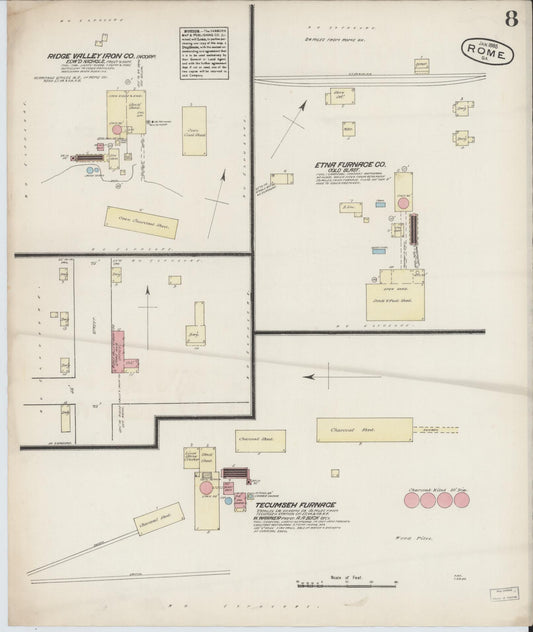 Sanborn Fire Insurance Map from Rome, Floyd County, Georgia (1885), Sheet #0008 - Historic Sanborn Fire Insurance Map Print, vintage old map wall art, antique decor, genealogy gift, Georgia Georgia map