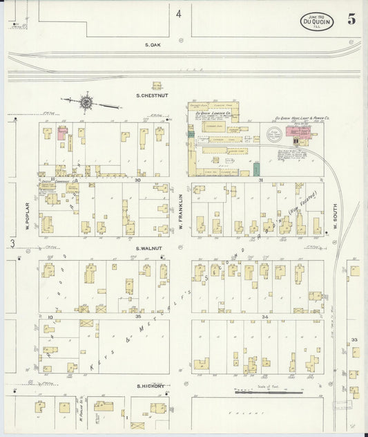 Sanborn Fire Insurance Map from Du Quoin, Perry County, Illinois (1910), Sheet #0005 - Historic Sanborn Fire Insurance Map Print, vintage old map wall art, antique decor, genealogy gift, Illinois Illinois map