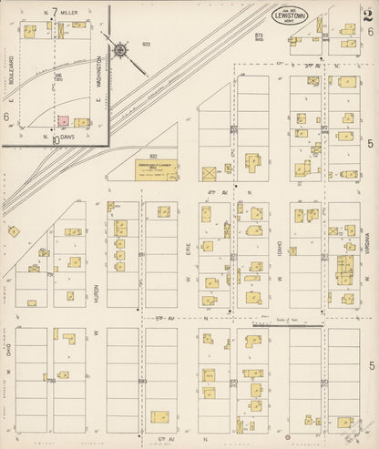 Sanborn Fire Insurance Map from Lewistown, Fergus County, Montana (1913), Sheet #0002 - Complete Map Set gallery image, historic Sanborn map, vintage wall art, Montana Montana
