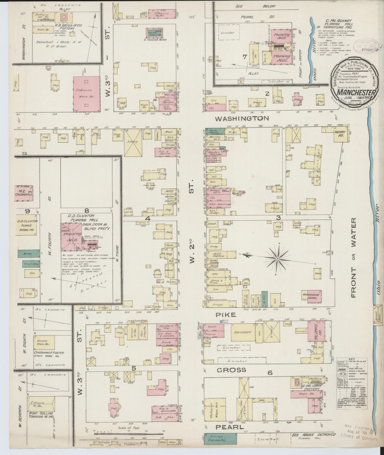 Sanborn Fire Insurance Map from Manchester, Adams County, Ohio. (1885), Sheet 1 – Historic Sanborn Fire Insurance Map Print