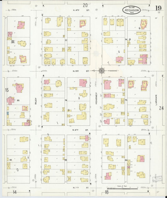 Sanborn Fire Insurance Map from Atchison, Atchison County, Kansas (1910), Sheet #0019 - Historic Sanborn Fire Insurance Map Print, vintage old map wall art, antique decor, genealogy gift, Kansas Kansas map