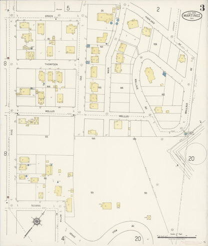 Sanborn Fire Insurance Map from Martinez, Contra Costa County, California (1920), Sheet #0003 - Complete Map Set gallery image, historic Sanborn map, vintage wall art, California California