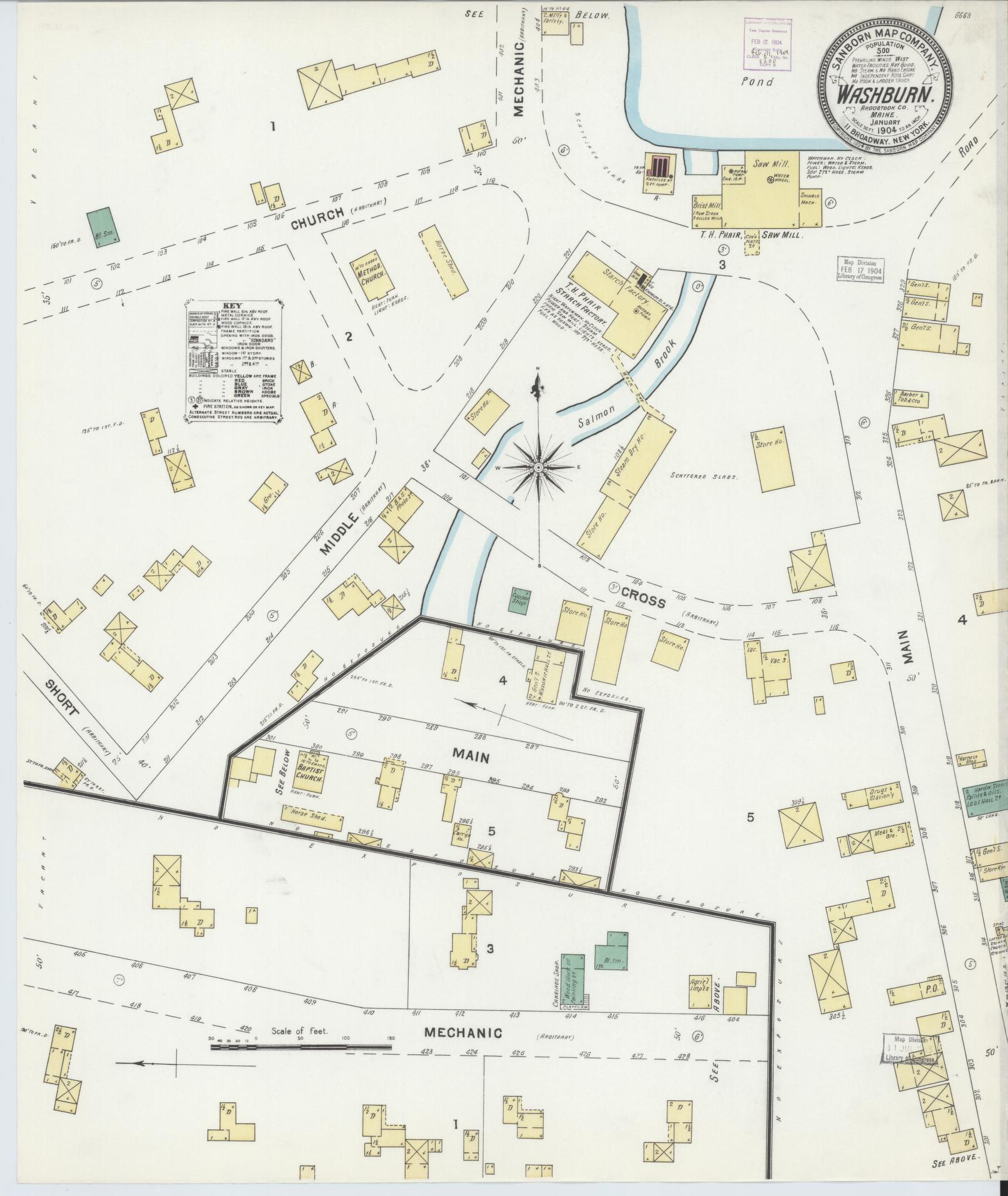 Sanborn Fire Insurance Map from Washburn, Aroostook County, Maine. (1904) – Historic Sanborn Fire Insurance Map Print