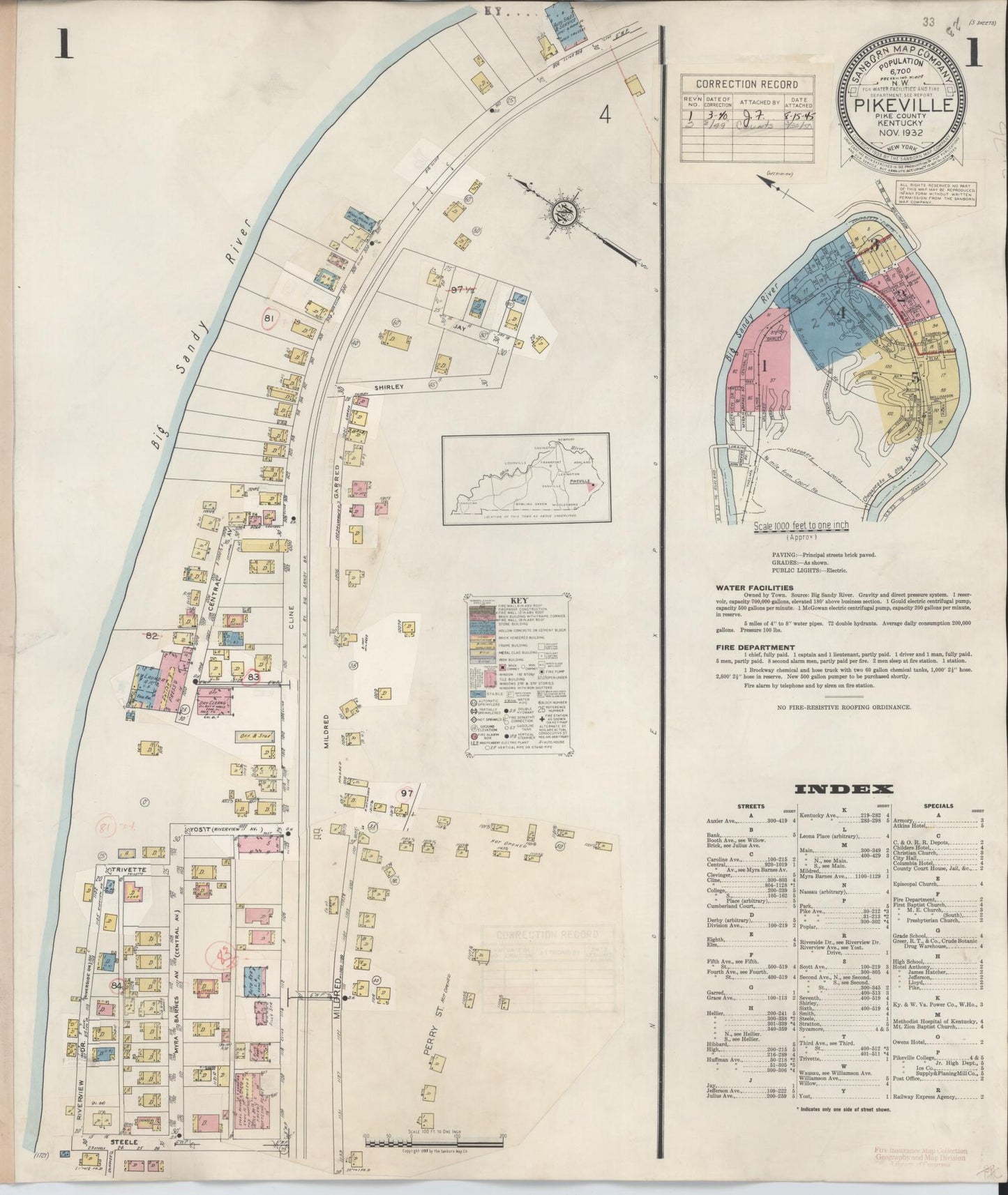 Sanborn Fire Insurance Map from Pikeville, Pike County, Kentucky. (1949) – Historic Sanborn Fire Insurance Map Print