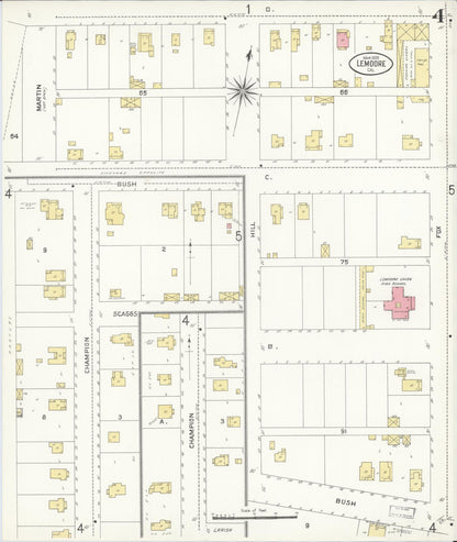 Sanborn Fire Insurance Map from Lemoore, Kings County, California (1909), Sheet #0004 - Complete Map Set gallery image, historic Sanborn map, vintage wall art, California California