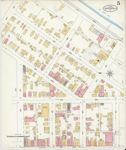 Sanborn Fire Insurance Map from Beaver Falls, Beaver County, Pennsylvania (1907), Sheet #0005 - Complete Map Set gallery image, historic Sanborn map, vintage wall art, Pennsylvania Pennsylvania