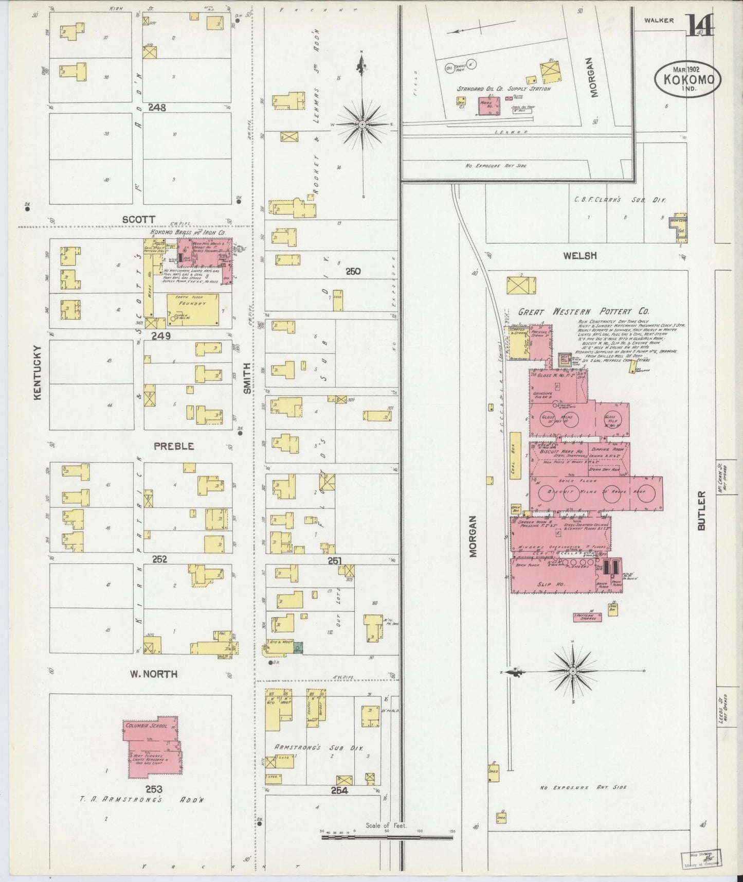 Sanborn Fire Insurance Map from Kokomo, Howard County, Indiana (1902), Sheet #0014 - Historic Sanborn Fire Insurance Map Print, vintage old map wall art, antique decor, genealogy gift, Indiana Indiana map