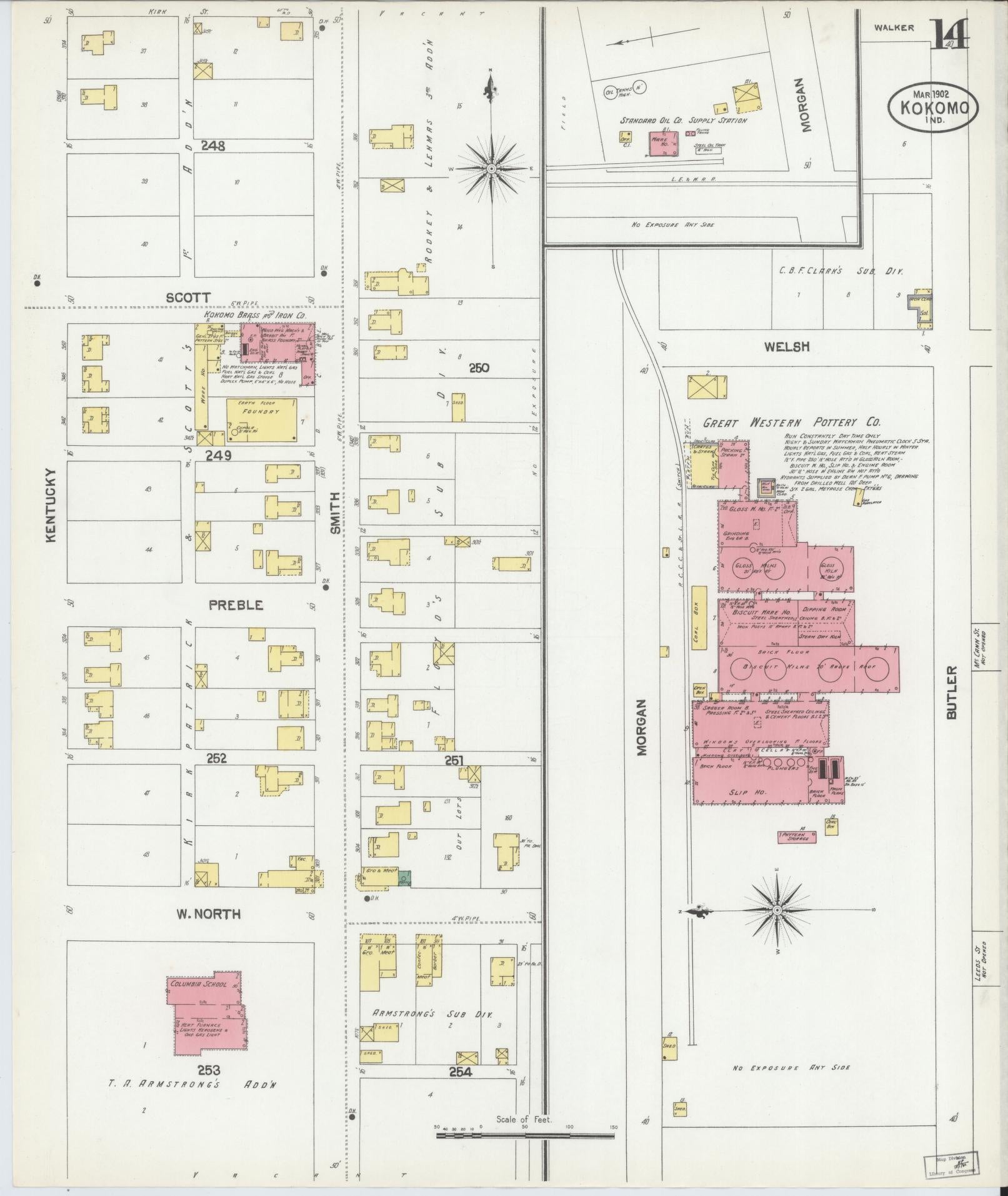 Sanborn Fire Insurance Map from Kokomo, Howard County, Indiana (1902), Sheet #0014 - Historic Sanborn Fire Insurance Map Print, vintage old map wall art, antique decor, genealogy gift, Indiana Indiana map