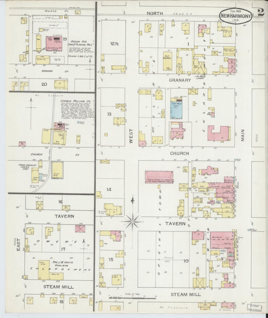 Sanborn Fire Insurance Map from New Harmony, Posey County, Indiana (1893), Sheet #0002 - Historic Sanborn Fire Insurance Map Print, vintage old map wall art, antique decor, genealogy gift, Indiana Indiana map