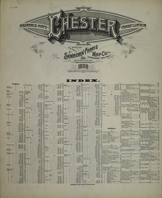 Sanborn Fire Insurance Map from Chester, Delaware County, Pennsylvania (1898), Sheet #0001 - Historic Sanborn Fire Insurance Map Print, vintage old map wall art, antique decor, genealogy gift, Pennsylvania Pennsylvania map
