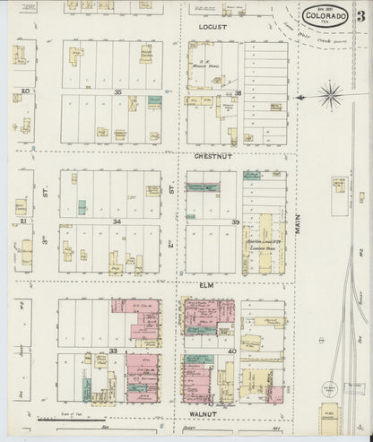 Sanborn Fire Insurance Map from Colorado, Mitchell County, Texas (1891), Sheet #0003 - Complete Map Set gallery image, historic Sanborn map, vintage wall art, Texas Texas