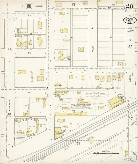 Sanborn Fire Insurance Map from Baker, Baker County, Oregon (1911), Sheet #0026 - Historic Sanborn Fire Insurance Map Print, vintage old map wall art, antique decor, genealogy gift, Oregon Oregon map