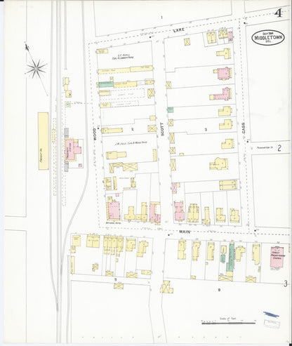 Sanborn Fire Insurance Map from Middletown, New Castle County, Delaware (1904), Sheet #0004 - Complete Map Set gallery image, historic Sanborn map, vintage wall art, Delaware Delaware