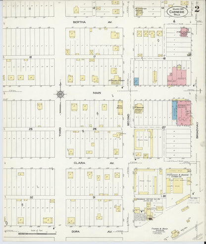 Sanborn Fire Insurance Map from Carnegie, Caddo County, Oklahoma (1914), Sheet #0002 - Complete Map Set gallery image, historic Sanborn map, vintage wall art, Oklahoma Oklahoma