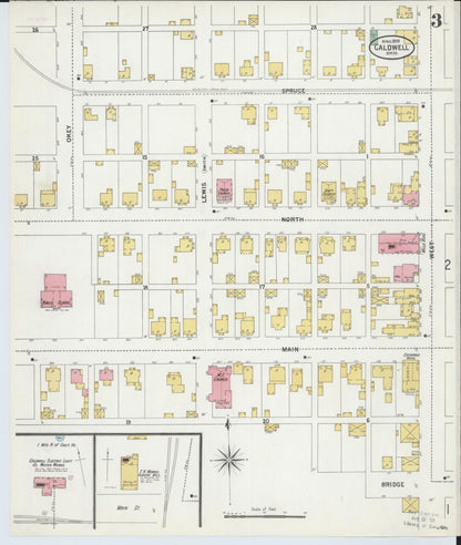 Sanborn Fire Insurance Map from Caldwell, Noble County, Ohio (1899), Sheet #0003 - Historic Sanborn Fire Insurance Map Print, vintage old map wall art, antique decor, genealogy gift, Ohio Ohio map