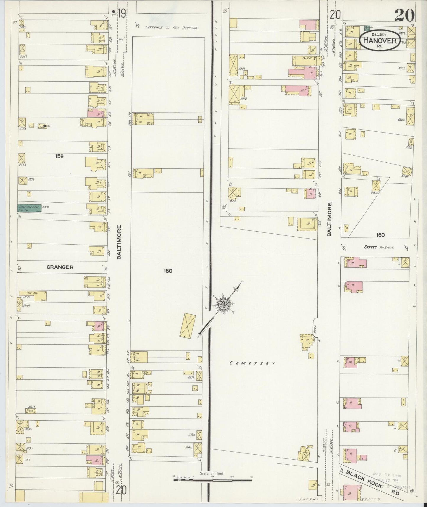 Sanborn Fire Insurance Map from Hanover, York County, Pennsylvania (1909), Sheet #0020 - Historic Sanborn Fire Insurance Map Print, vintage old map wall art, antique decor, genealogy gift, Pennsylvania Pennsylvania map
