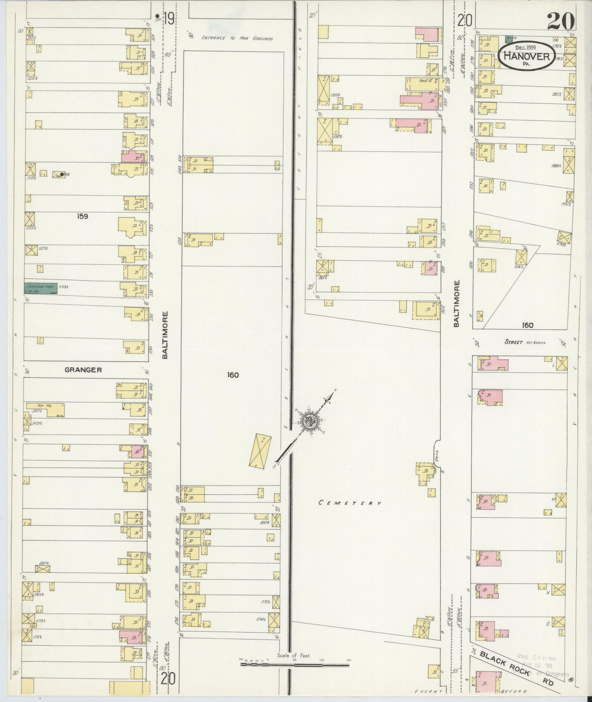 Sanborn Fire Insurance Map from Hanover, York County, Pennsylvania (1909), Sheet #0020 - Historic Sanborn Fire Insurance Map Print, vintage old map wall art, antique decor, genealogy gift, Pennsylvania Pennsylvania map