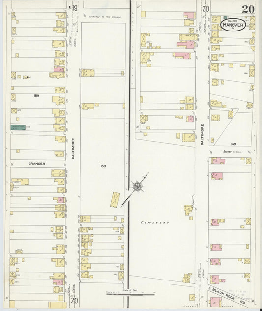 Sanborn Fire Insurance Map from Hanover, York County, Pennsylvania (1909), Sheet #0020 - Historic Sanborn Fire Insurance Map Print, vintage old map wall art, antique decor, genealogy gift, Pennsylvania Pennsylvania map