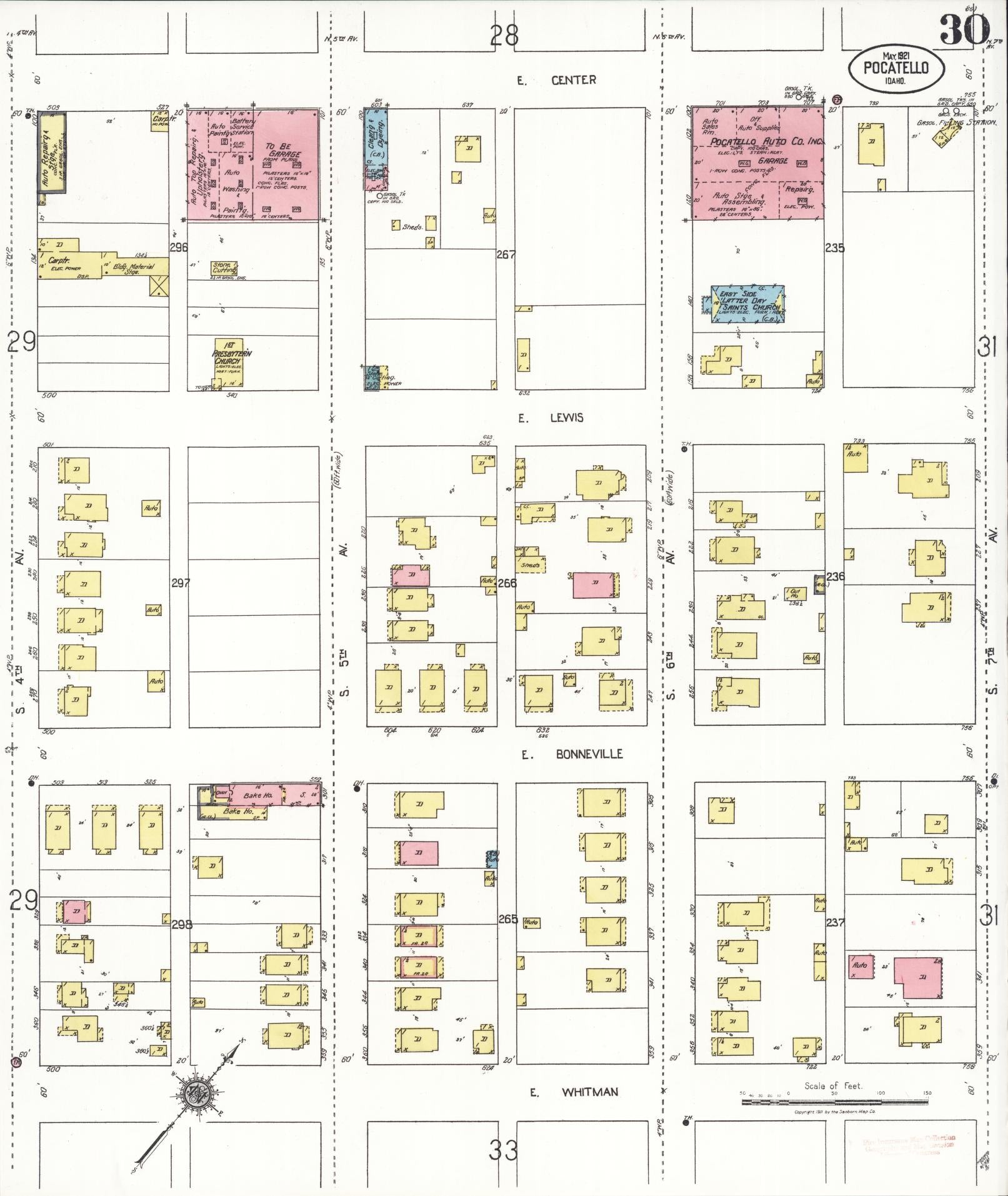 Sanborn Fire Insurance Map from Pocatello, Bannock County, Idaho (1921), Sheet #0030 - Complete Map Set gallery image, historic Sanborn map, vintage wall art, Idaho Idaho