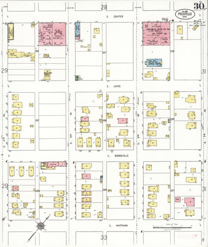 Sanborn Fire Insurance Map from Pocatello, Bannock County, Idaho (1921), Sheet #0030 - Complete Map Set gallery image, historic Sanborn map, vintage wall art, Idaho Idaho