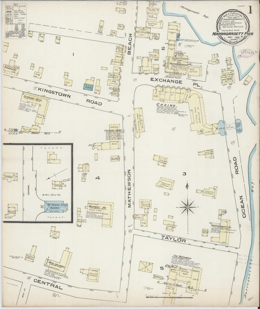 Sanborn Fire Insurance Map from Narragansett Pier, Washington County, Rhode Island (1885), Sheet #0001 - Complete Map Set gallery image, historic Sanborn map, vintage wall art, Rhode Island Rhode Island