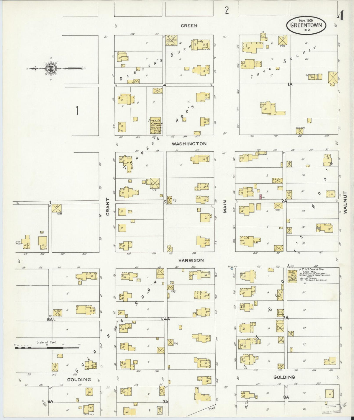 Sanborn Fire Insurance Map from Greentown, Howard County, Indiana (1909), Sheet #0004 - Historic Sanborn Fire Insurance Map Print, vintage old map wall art, antique decor, genealogy gift, Indiana Indiana map