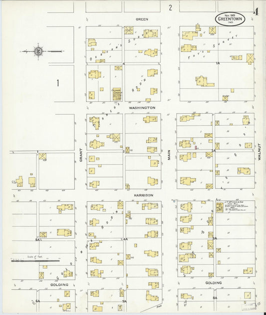 Sanborn Fire Insurance Map from Greentown, Howard County, Indiana (1909), Sheet #0004 - Historic Sanborn Fire Insurance Map Print, vintage old map wall art, antique decor, genealogy gift, Indiana Indiana map