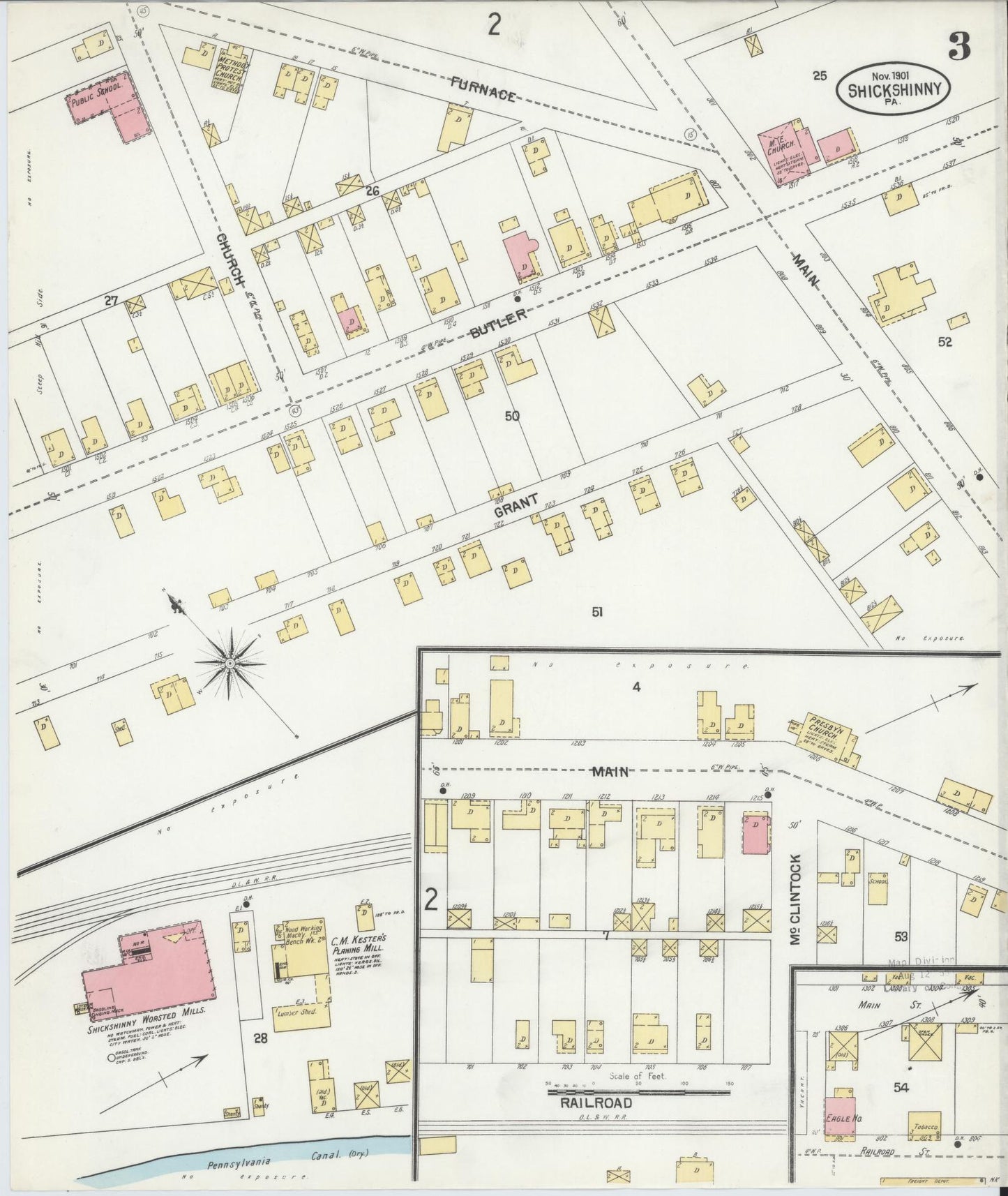 Sanborn Fire Insurance Map from Shickshinny, Luzerne County, Pennsylvania (1901), Sheet #0003 - Complete Map Set gallery image, historic Sanborn map, vintage wall art, Pennsylvania Pennsylvania