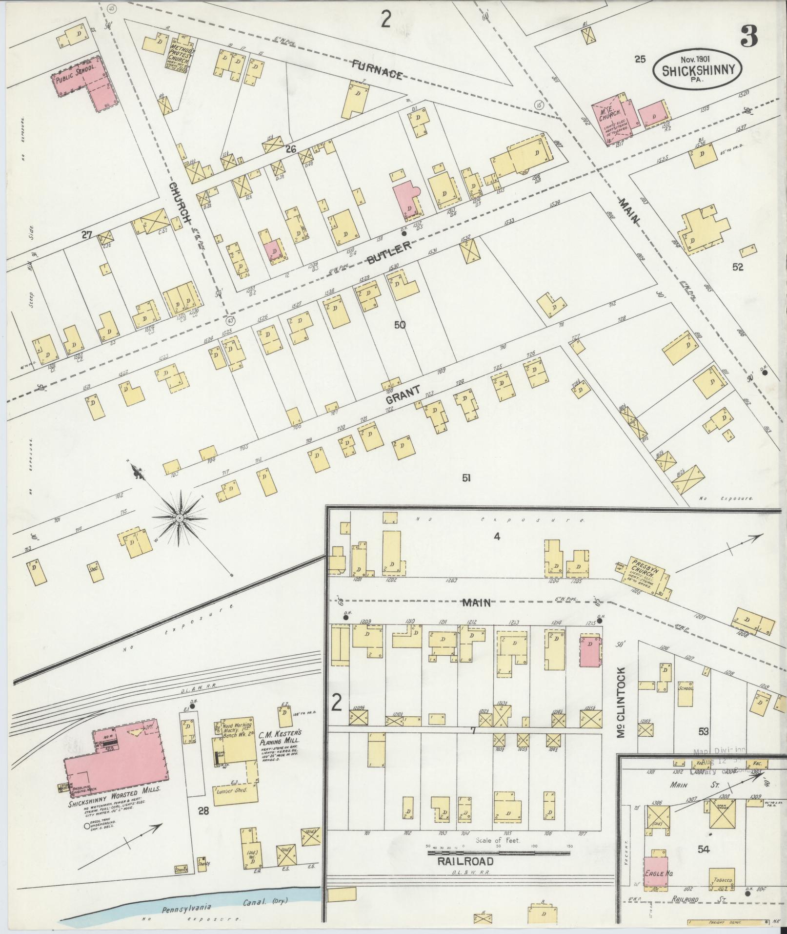 Sanborn Fire Insurance Map from Shickshinny, Luzerne County, Pennsylvania (1901), Sheet #0003 - Complete Map Set gallery image, historic Sanborn map, vintage wall art, Pennsylvania Pennsylvania