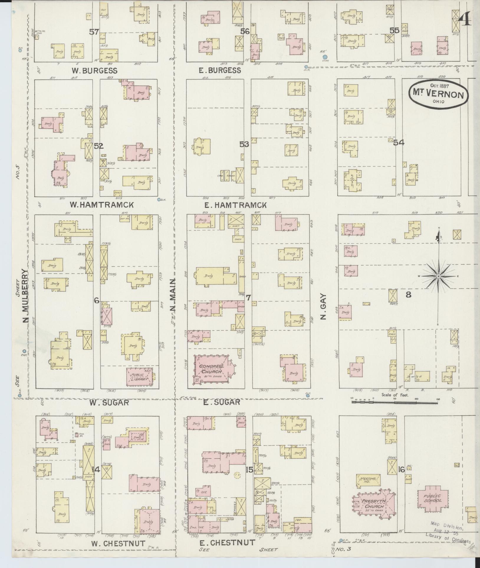 Sanborn Fire Insurance Map from Mount Vernon, Knox County, Ohio (1887), Sheet #0004 - Complete Map Set gallery image, historic Sanborn map, vintage wall art, Ohio Ohio
